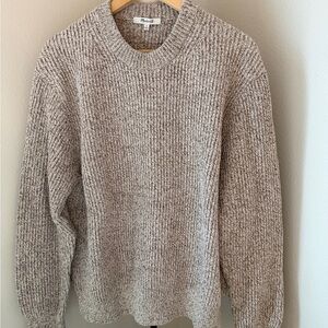 Madewell Chunky Ribbed Knit Sweater M | Crewneck | Neutral Beige